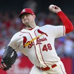 Jordan Montgomery pitches at home for the St. Louis Cardinals.